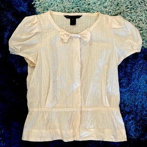 Marc by Marc Jacobs pale pink peplum bow blouse